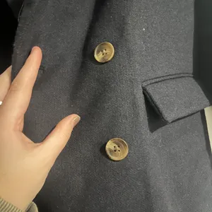 Navy Blue Double Breasted Textured Blazer Size Medium Petite thumbnail 4