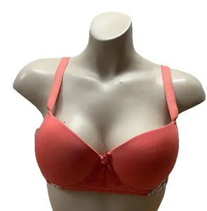Massam Size Large Peach Floral Lace Underwire Bra. Made in Brazil New. thumbnail 1