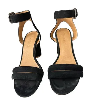 Madewell Rosalie Black Suede Heels size 9 thumbnail 1