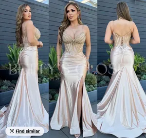 Champagne women’s dress Gold Size L thumbnail 2