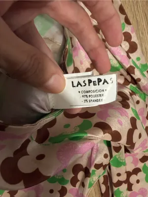 Retro Flower Power Flared Pants Pink Green Brown Daisy Print Y2K 70s S thumbnail 4