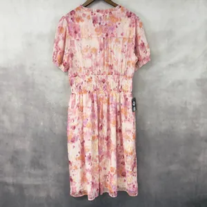 ANDTHEWHY Floral Chiffon Midi Dress‎ Womens 1X Metallic Romantic Fairy Whimsy thumbnail 2