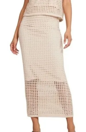 Steve Madden Womens Interior Lining Elastic Waist Crochet Skirt Beige Size M thumbnail 1