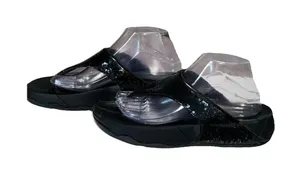 FitFlop Women 9 Black LULU Sandal Sequin Sparkle Toe-Post Wedge‎ Thong Comfort thumbnail 1