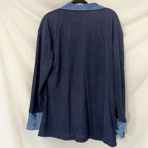 Navy & Blue Denim Corduroy Look Shacket Button Up Shirt S thumbnail 5