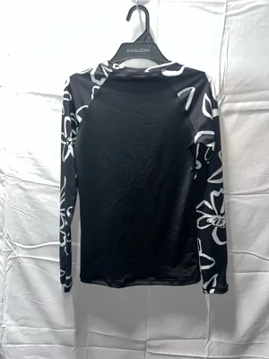 Volcom Black Rash Guard with White Floral Sleeves‎ Small thumbnail 5