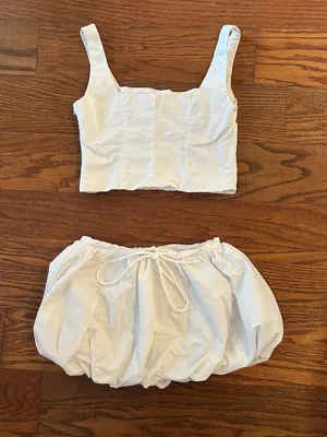 MISSGUIDED White Corset Tank Top Bubble Hem Mini Skirt Matching Set Size XS thumbnail 7