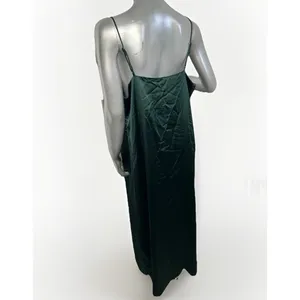 NWT Marine Layer Gabrielle Slip Dress Green Gables XL Maxi Satin Emerald thumbnail 6