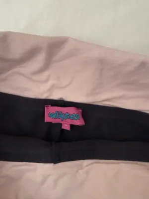 edikted fold over flare legging pink and Gray thumbnail 2