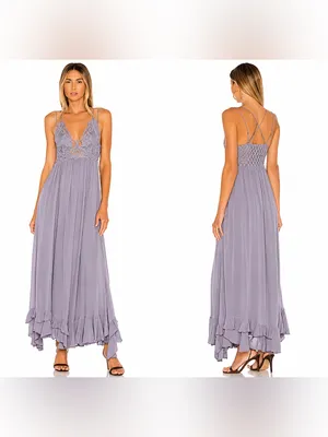 ✨ Free People FP One Adella Maxi Slip‎ Dress Purple Gray XS 🌿 thumbnail 2