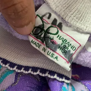Vintage Lavender Hummingbird Floral Collared Sweatshirt‎ Women's thumbnail 7