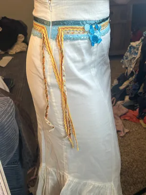 Free People Boho‎ White Cotton Blend Mermaid Maxi Skirt with Ruffle Hem thumbnail 3