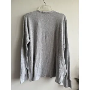 OFFLINE by Aerie Womens Gray Waffle Knit Henley Long Sleeve Oversized Top M 3860 thumbnail 2