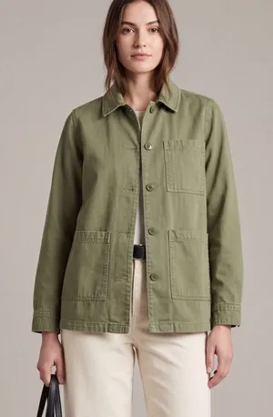 Universal Thread Olive Green Chore Utility Jacket Cotton Relaxed S thumbnail 1