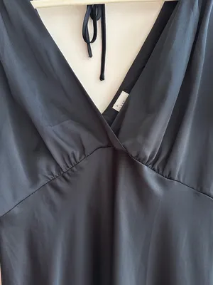A New Day Women's Satin Flutter Short Sleeve Maxi A-Line Dress - Black, Medium thumbnail 8