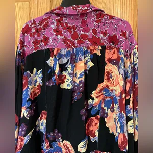Free People Bunch A Brunch Tunic‎ Top Dress Black Motif Pink Purple Floral Small thumbnail 12