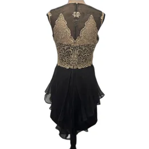 Marchesa Notte Sleeveless Embroidered Homecoming‎ Dress Black Gold Size 6 thumbnail 4