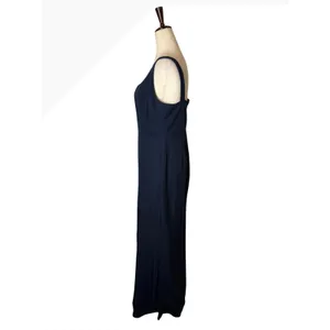 BHLDN Ashlynn Gown Women 12‎ Midnight Blue Square Neck Side Slit Crepe Formal thumbnail 5