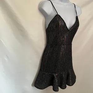 X By NBD Y2K Sequin Rainbow Mini Dress XS Club Festival Revolve Indie Sleaze thumbnail 6
