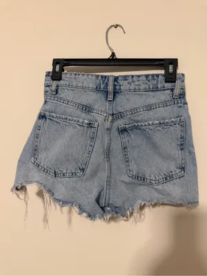 Zara Light Blue Frayed Hem Denim Shorts thumbnail 3