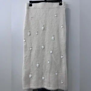 Zara Sequin Alpaca Blend Knit Skirt Ecru. S thumbnail 2