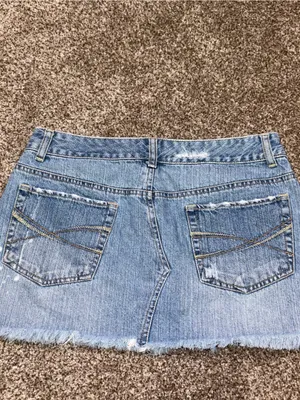 Aeropostale Light Blue Distressed Denim Mini Skirt thumbnail 3