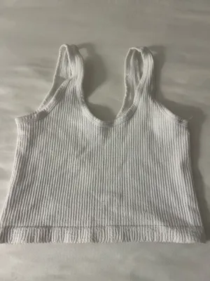 Out From Under Urban Outfitters White Ribbed Cropped Tank Top thumbnail 2