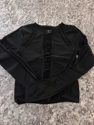 Urban Outfitters Saskia Long Sleeve Out From Under Seamless Slashed Black thumbnail 3