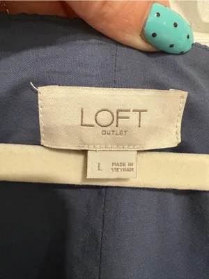 LOFT Navy Eyelet V-Neck Midi Dress‎ thumbnail 3
