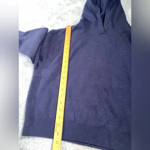 Maeve Anthropologie knit Navy Blue hooded sweater thumbnail 11