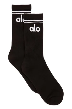Alo Yoga Unisex Throwback Sock Black/White M thumbnail 1
