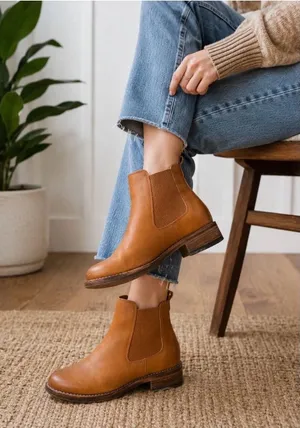 Madewell The Clearly Chelsea Boot in Leather size 6 brown thumbnail 1
