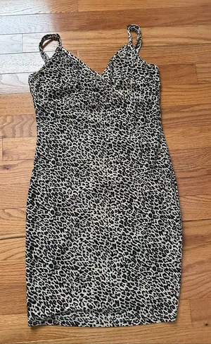 Leopard Print Slip Dress - Beige & Black thumbnail 1