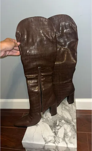 knee high faux leather boots Brown Size 5.5 thumbnail 1