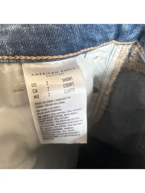 American Eagle Mom Jeans Womens 2 Short Distressed High Rise Rigid Blue Denim thumbnail 8