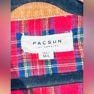 Pacsun Corduroy Cropped Jacket Flannel Lining, Button-Up, Tan, Sz M-L thumbnail 4