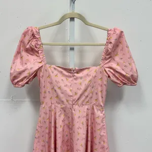 House of CB Pink Floral Puff Sleeve Midi Dress Front Slit Cottagecore Medium thumbnail 7