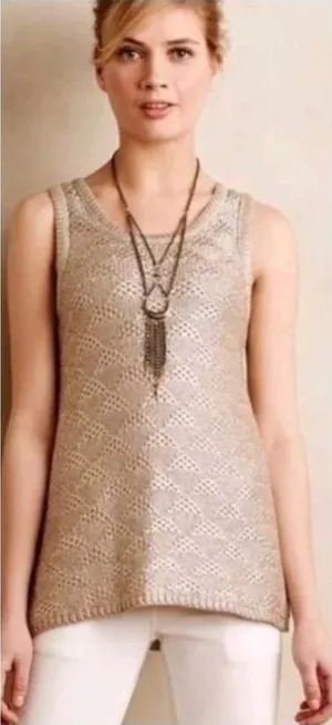 Anthropologie Moth Metallic Knit Tank‎ Top Women's S Gold Shimmer thumbnail 1
