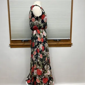 Disney Beauty And The Beast Black Red Rose Floral Sleeveless Maxi Dress Size S thumbnail 7