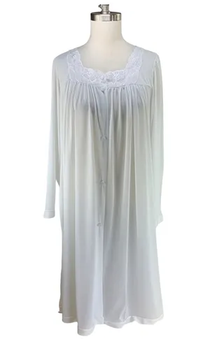 Vanity Fair | Medium | VINTAGE Embroidered Satin Button Robe Lingerie Night Gown thumbnail 1