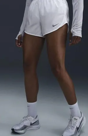 Nike White Dri-Fit Tempo Running Shorts thumbnail 1