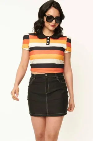 Unique Vintage NWT  Candy Corn Stripes Crop Top SMALL thumbnail 1