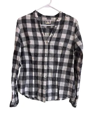 Converse One Star Black & White Plaid Button-Up Shirt M thumbnail 1