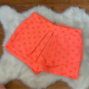 Gianni Bini Bright Orange Polka Dot Pleated Front Shorts thumbnail 1