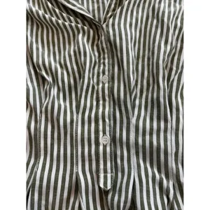 Max Studio London Sleeveless Blouse L Green Stripe Smocked Back Peplum Top thumbnail 4