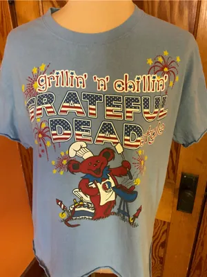 Liquid Blue Grateful Dead Grilling Chillin’ Graphic Tee Cut Off Blue thumbnail 9