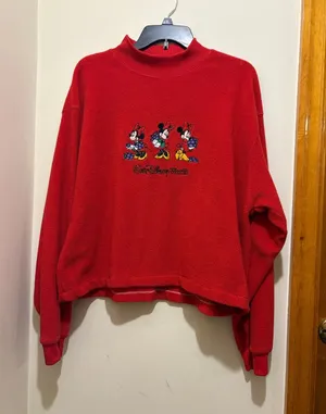 Disney Red Minnie Mouse Disney World Mockneck Fleece Pullover Women’s Size XL thumbnail 1