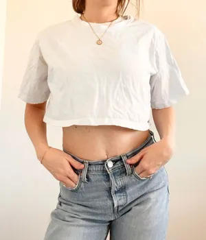 White Short Sleeve Crop Top thumbnail 1