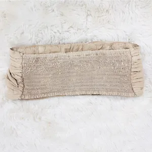 FREE PEOPLE Smocked Strapless Crop Top Bandeau Small Tan‎ Beige Ruched Bralette thumbnail 2