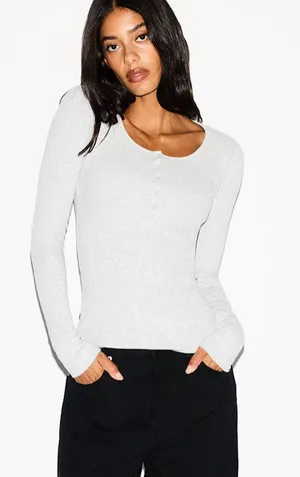 SKIMS Cotton Rib Scoop Henley S thumbnail 1